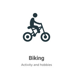 Biking vector icon on white background. Flat vector biking icon symbol sign from modern activities collection for mobile concept and web apps design.
