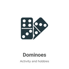 Dominoes vector icon on white background. Flat vector dominoes icon symbol sign from modern activity and hobbies collection for mobile concept and web apps design.
