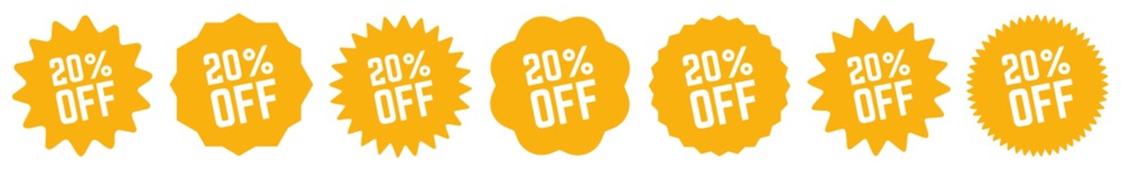 20 Percent OFF Discount Tag Orange | Special Offer Icon | Sale Sticker | Deal Label | Variations
