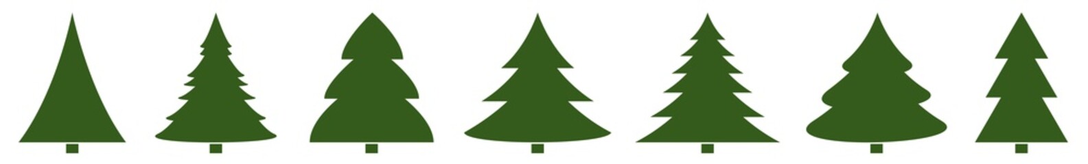 Christmas Tree Green Icon | Fir Tree Illustration | x-mas Symbol | Logo | Isolated Variations