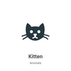 Fototapeta premium Kitten vector icon on white background. Flat vector kitten icon symbol sign from modern animals collection for mobile concept and web apps design.