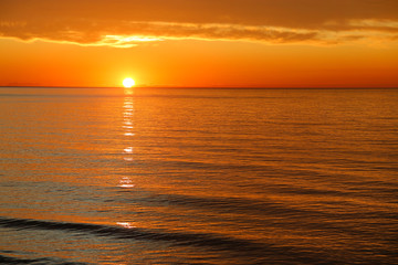 Amazing sunrise at sea in the morning