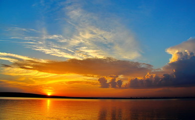 summer sunset over water