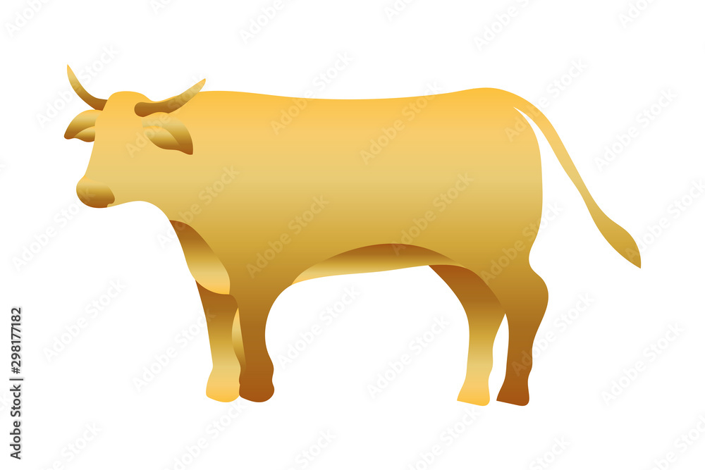 Wall mural golden ox manger animal character