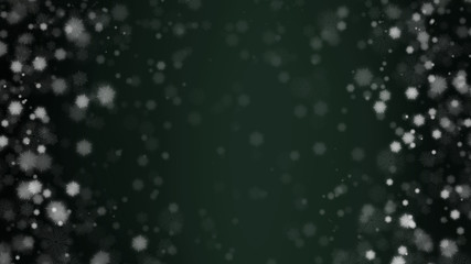 Obraz premium Festive Snowfall Night Sky Background in Deep Green and White