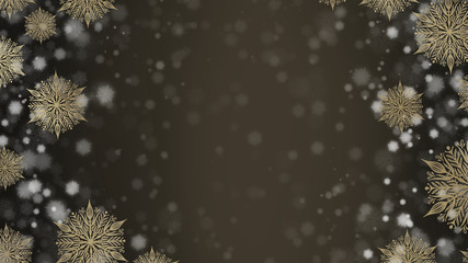 Luxurious Gold Snowflake on Dark Brown Background Night Sky