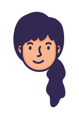 head woman face with horsetail style character