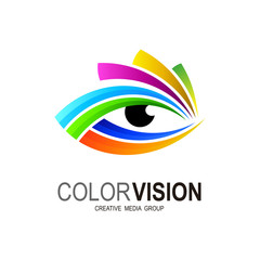  Eye logo, Colorful media icon. Vision Logotype concept idea. Eye Logo design vector template