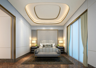 Fototapeta premium 3d render of bedroom, hotel room