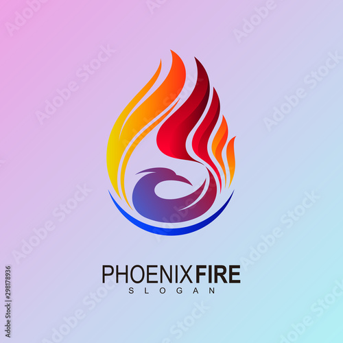 Fire Logo With Eagle Design Phoenix Bird In Fire Flame Logo