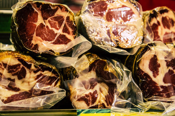 Closeup of delicatessen sold in the market