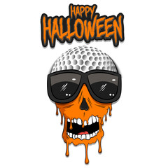 Happy Halloween. Golf ball with skull