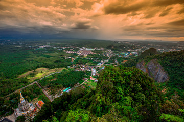 Background view, natural scenery, high angle panoramic view on high mountains, can see mountains far, vegetation, blurred through the wind while watching nature, seen in rural tourist attractions