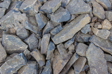 The texture of the stones. Stones under your feet. copy space, top view