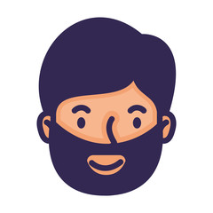 head man face with beard avatar character