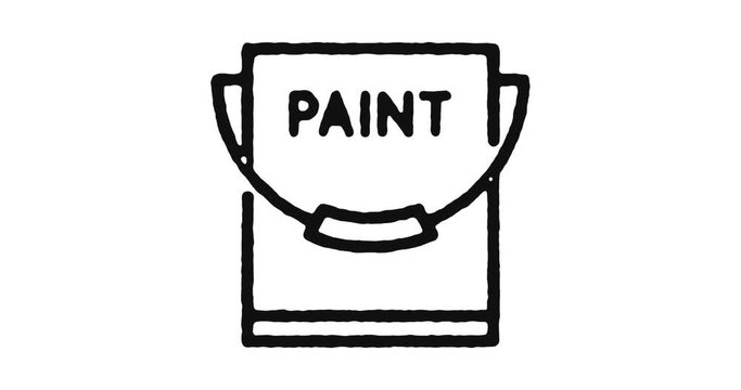 Paint can outline icon animation footage/video. Hand drawn like symbol animated with motion graphic, can be used as loop item, has alpha channel and it's at 4K video resolution.
