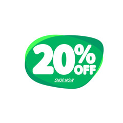 Sale 20% off, bubble banner design template, discount tag, vector illustration