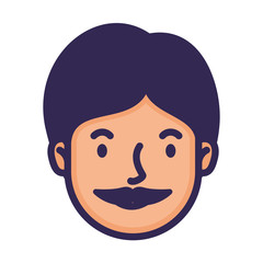 head man face with mustache avatar character