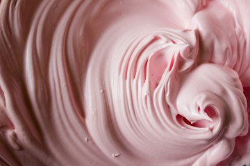 Pink cream made from egg whites. The ingredient for the cake.