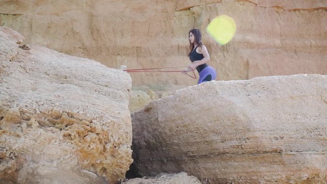 Young adult sports girl making work out training outdoor