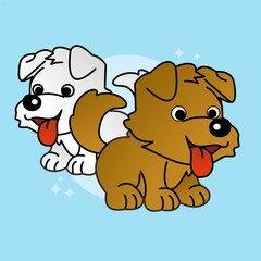 The Cute Puppy Icon, Cute Cartoon Funny Character, Flat Design 