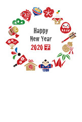 2020年　子年　縁起物の年賀状イラスト