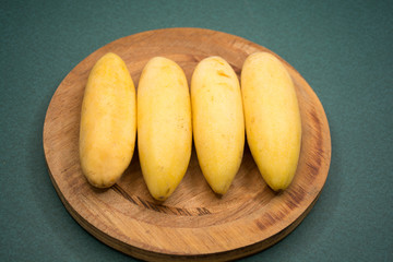 Exotic tropical fruit called curuba (Passiflora tripartita)