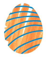 Orange striped Easter egg. Isolated on a white background. Marker illustration. Decoration template