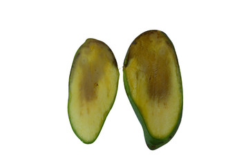 Bad mango on a white background Clipping path                              
