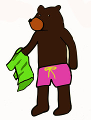 a bear holing his T-shirt