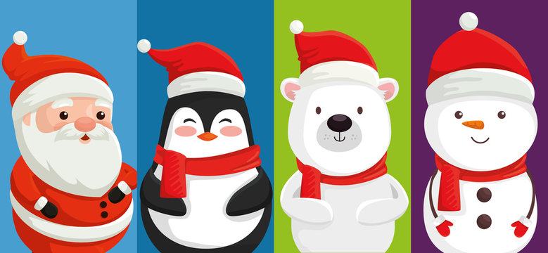 group of cute characters christmas vector illustration design