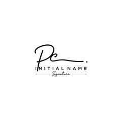 Letter PC Signature Logo Template Vector
