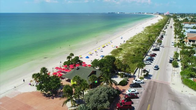 View from Pass-a-Grille beach looking up toward St. Pete beach in Florida