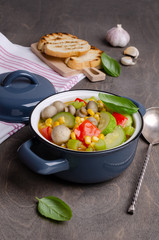 Stewed vegetables in a dish