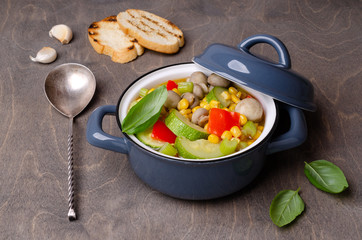 Stewed vegetables in a dish