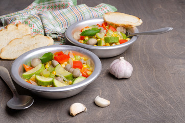 Stewed vegetables in a dish
