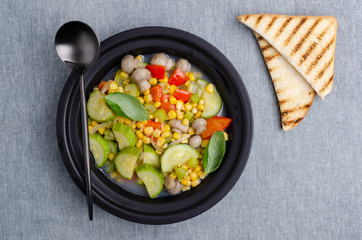 Stewed vegetables in a dish