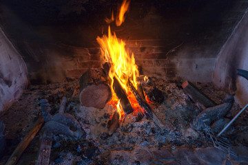 Fire in the fireplace