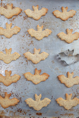 home made sweet halloween cookies with almonds and chocolate 