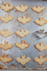 home made sweet halloween cookies with almonds and chocolate 