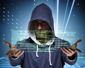 Young hacker in cyber security concept