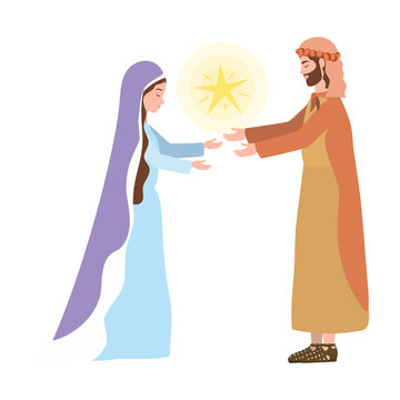 saint joseph and mary virgin and star manger characters