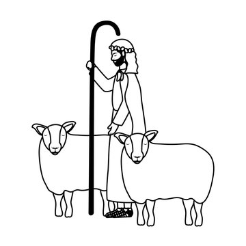 saint joseph with sheeps manger characters