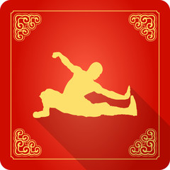 Traditional Chinese Kung Fu Master Icon, Flat Design