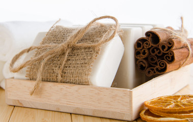 Healthy lifestyle concept with aromatic soaps