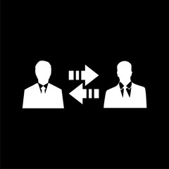 Partnership icon. Business partners, interaction, communication sign isolated on black background
