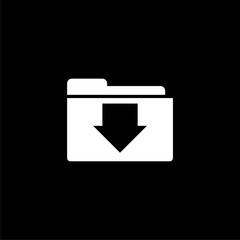 Download folder icon isolated on black background