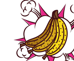 fresh fruit bananas cluster pop art style
