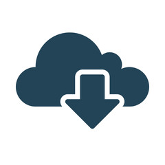 Download from the cloud service. Cloud Computing Icon. Simple glyph style. Perfect symmetrical.