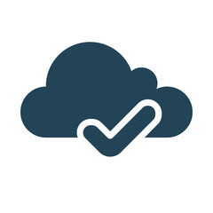 Synced icon for the cloud service. Cloud Computing Icon. Simple glyph style. Perfect symmetrical.